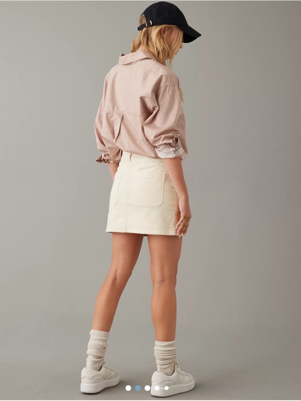 American Eagle NWTS Cream High Rise Corduroy Mini Skirt - Women size 12 - Picture 2 of 9